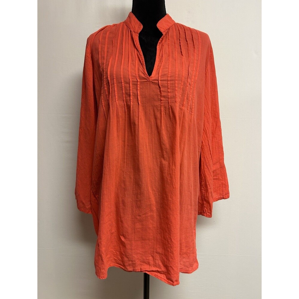 Lauren Ralph Lauren Womens Sz M Coral Beach Dress V Neck Balloon Sleeves